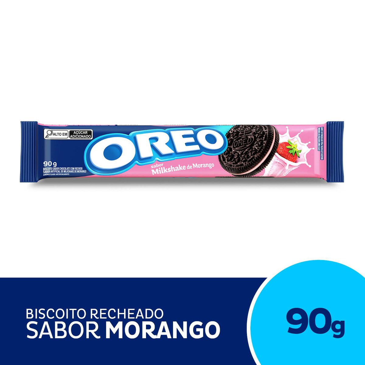 Biscoito Recheado Oreo Milkshake De Morango Wandinha 90g Biscoito Recheado Oreo Milkshake De Morango Wandinha 90g